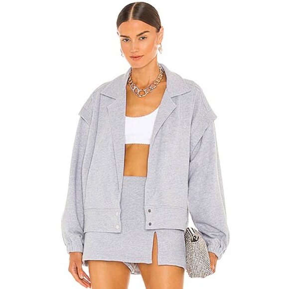 Amanda Uprichard Rebel Jersey Bomber Jacket Preppy Minimalist Athletic Small - Picture 10 of 10